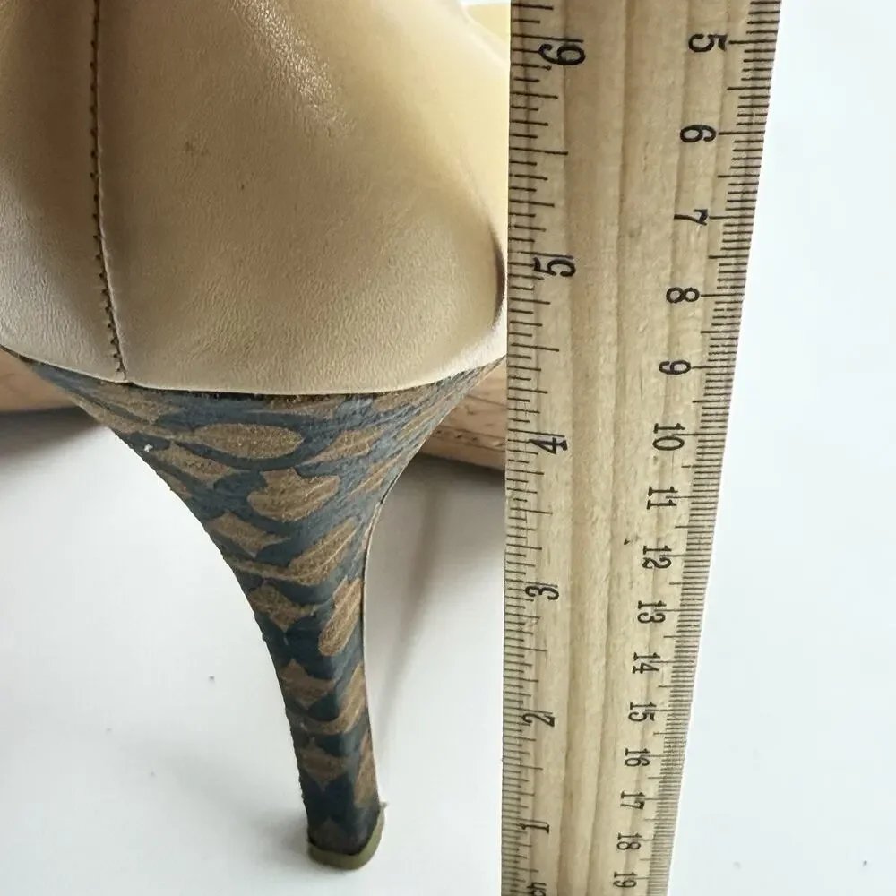 Coach Alexa Pumps Size 10B Nude Leather Heels Signature Logo Platform Stiletto
